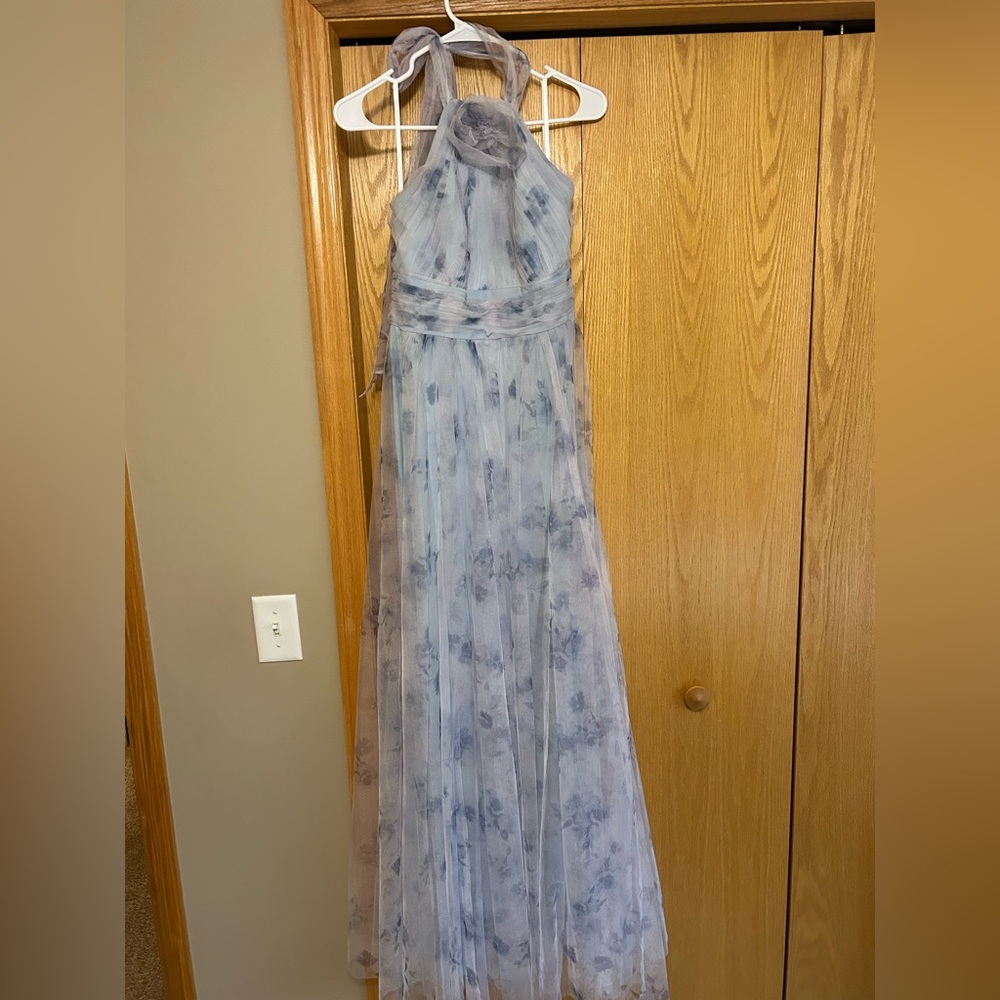 Dessy Collection Blue Floral Maxi Dress